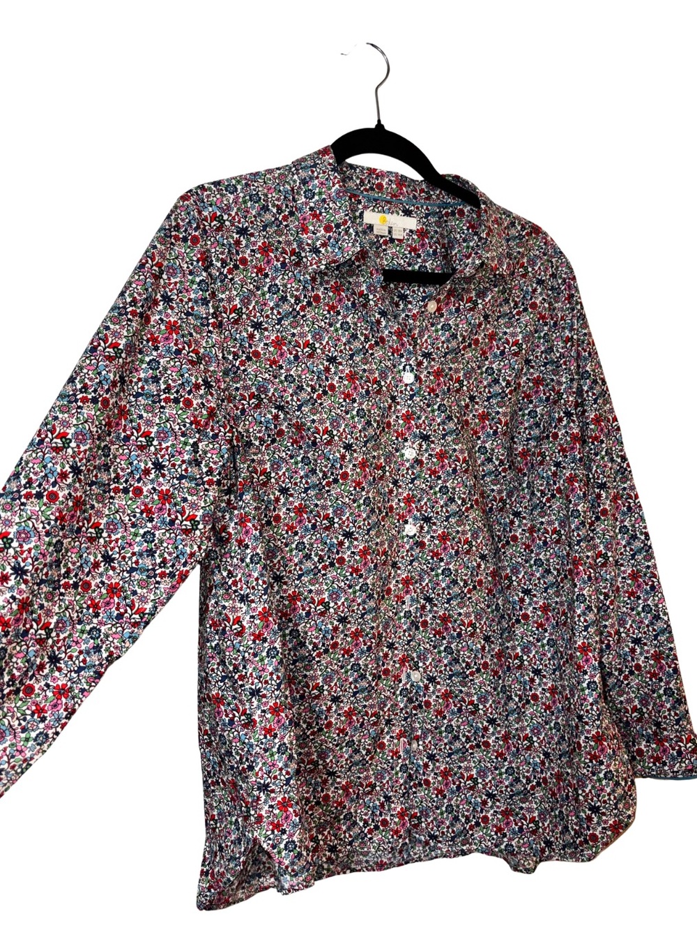 Boden Button-Down Floral Shirt - Red, Blue, White